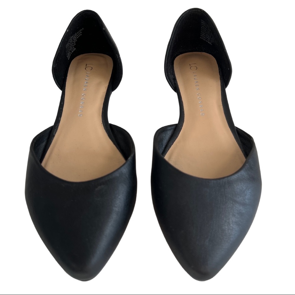 LC Lauren Conrad Black Point Toe Flats Shoes Size 8